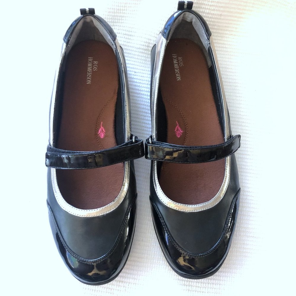 RH Naomi 11W Sporty Leather Mary-Janes Black/Silver